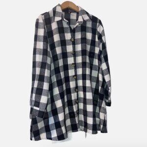 Defacto Women’s  Flannel Shirt Shacket Large Turkish Cotton Plaid Button Down